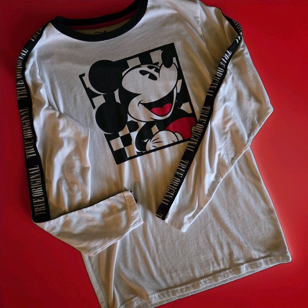 Disney Mickey Mouse True Original Long Sleeve Shirt White Size Small Graphic Tee